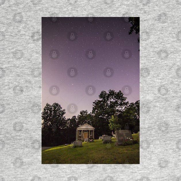 Clear starry night sky at Evans City Cemetery Chapel home of Night of the Living Dead 0375-A by Spookydaz